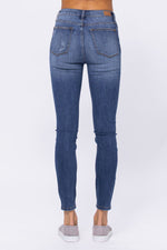 Mid-Rise Buffalo Plaid Skinny Jeans-bottoms-Judy Blue-1(25)-cmglovesyou