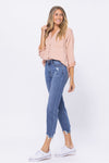 Mid-Rise Destructed Hem Jeans-bottoms-Judy Blue-0(24)-cmglovesyou