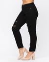 Black Destroyed Boyfriend Jeans-bottoms-Judy Blue-26-Black-cmglovesyou