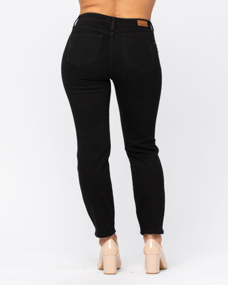 Black Destroyed Boyfriend Jeans-bottoms-Judy Blue-26-Black-cmglovesyou