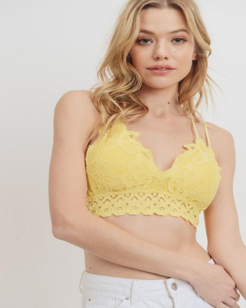 Lovely Lace Scallop Bralette-bralette-Cherish-Small-Banana-cmglovesyou