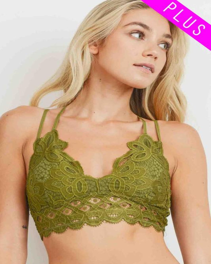 Lovely Lace Scallop Bralette-bralette-Cherish-XL-Olive-cmglovesyou