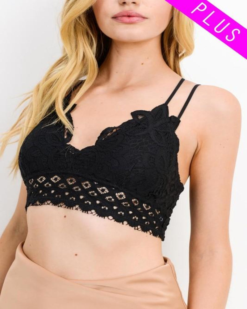 Lovely Lace Scallop Bralette-bralette-Cherish-Small-Black-cmglovesyou