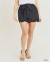 Scalloped Waist Tie Shorts-bottoms-Jodifl-Small-Black-cmglovesyou