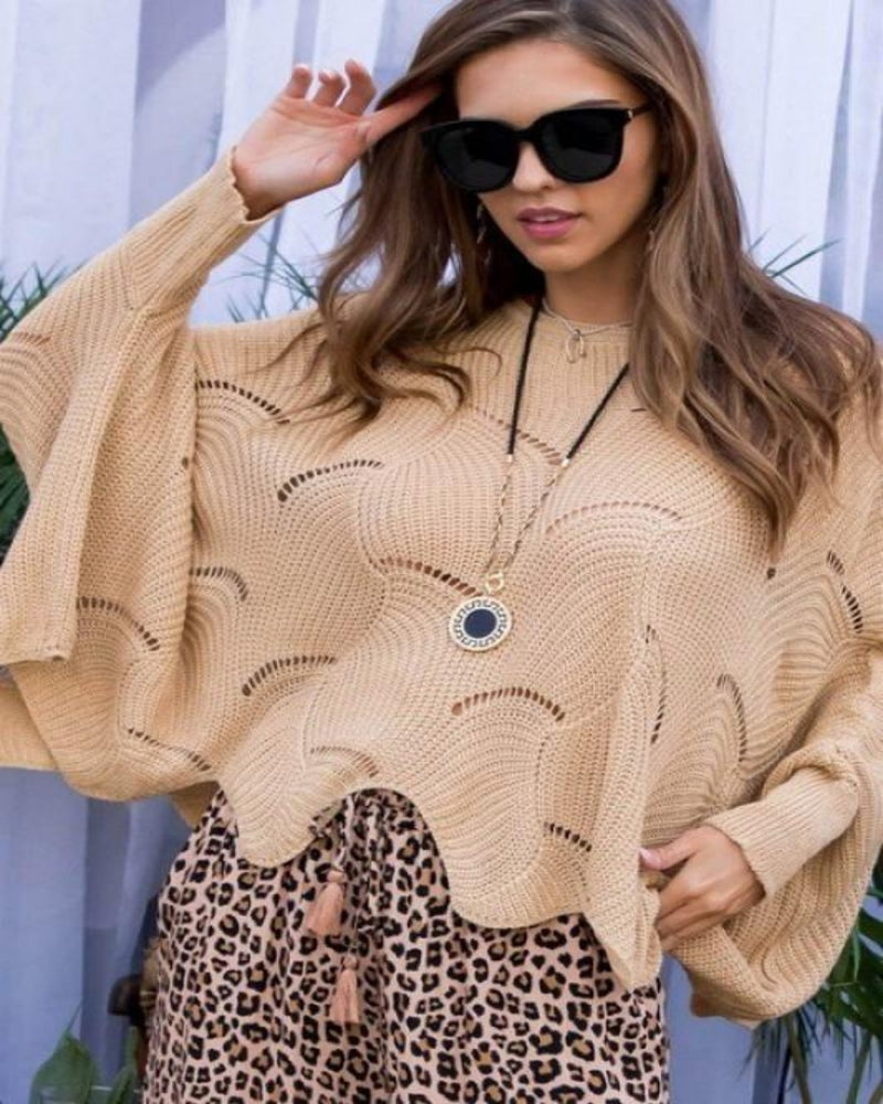 Batwing Scalloped Sweater-Main Strip-Small-cmglovesyou