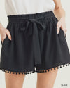 Pom Fringe Paperbag Short-bottoms-Jodifl-Small-Black-cmglovesyou