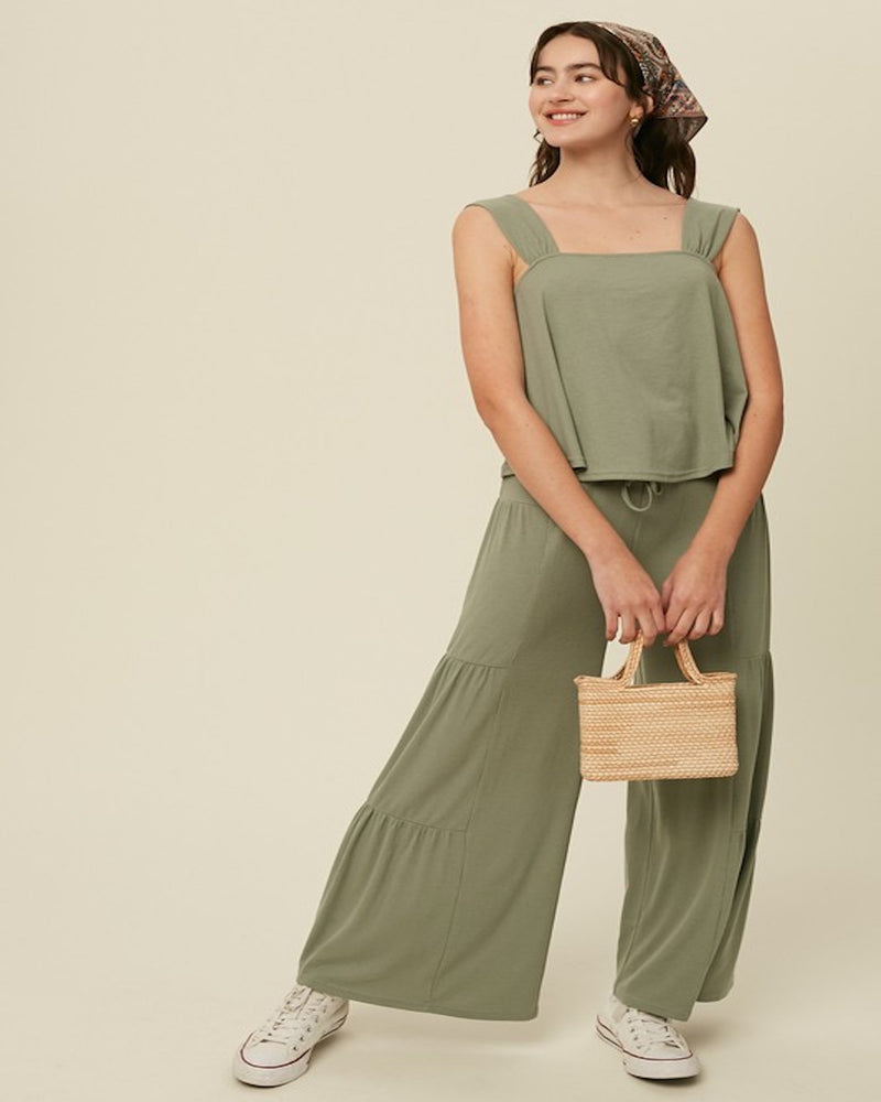 Palazzo Pants W/ Matching Top-Matching Set-Listicle-Small-Light Sage-cmglovesyou