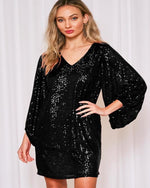 V-Neck Sequin Dress-Dresses-Vine & Love-S-Black-cmglovesyou