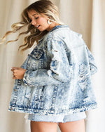 Distressed Denim Jacket-Jacket-BiBi-S-Light Denim-cmglovesyou