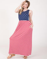 Stripe & Star Print Side Pocket Maxi Dress-Dresses-Heimish-Small-Navy Star-cmglovesyou