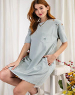 Dreamer's Distressed Dress-Dresses-Easel-Small-Sage Blue-cmglovesyou