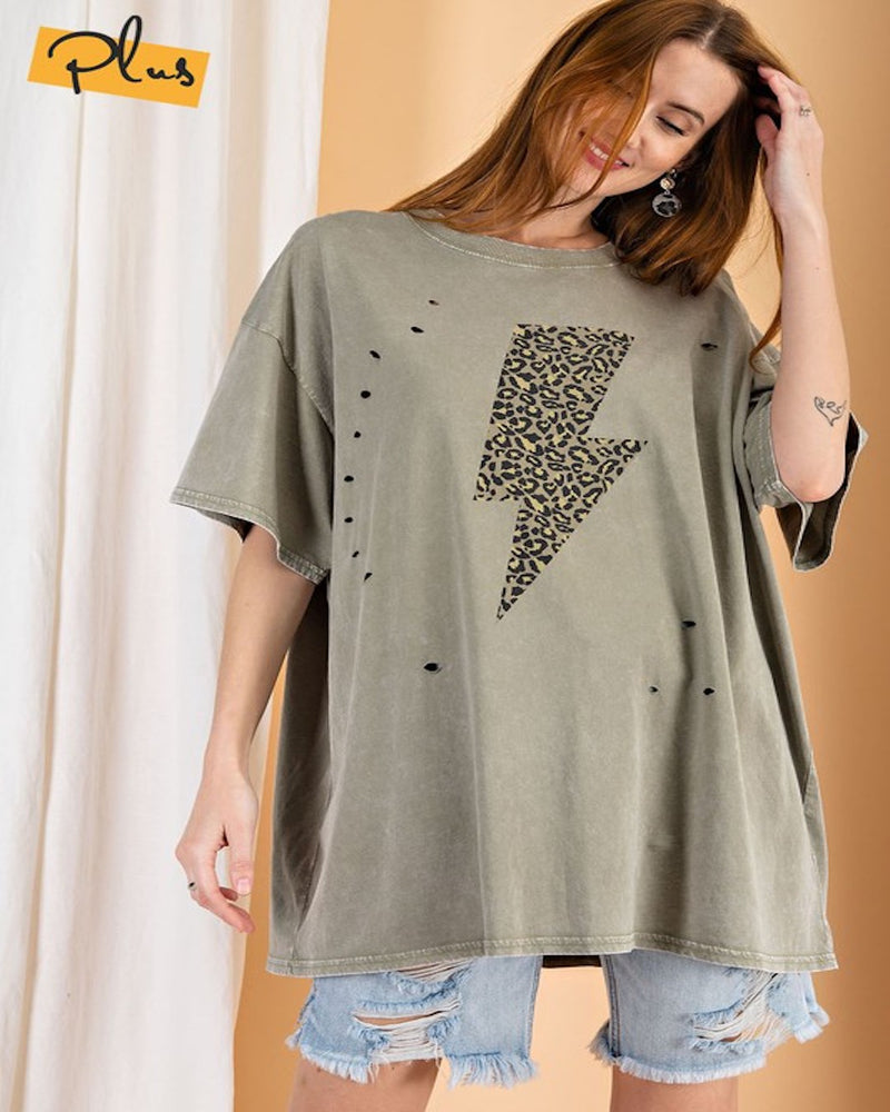 Oversized Lightning Tee-Tops-Easel-Small-Earth Sage-cmglovesyou