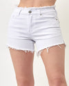 High Rise Frayed Waist & Hem Shorts-bottoms-KanCan-Small-White-cmglovesyou