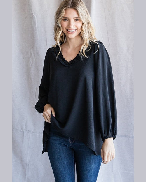 Solid Top with Frill-Shirts & Tops-Jodifl-Small-cmglovesyou