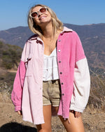 Balloon Sleeves Mix Match Jacket-Jacket-Pol Clothing-Small-Blush / Hot Pink-cmglovesyou