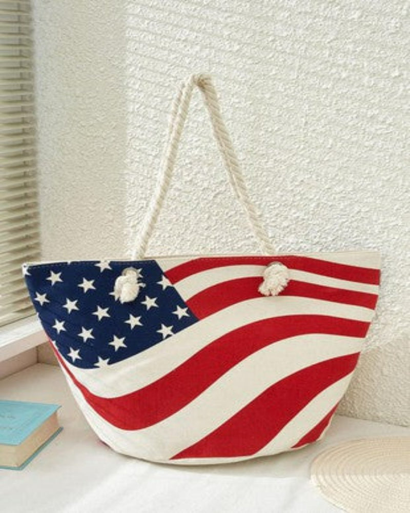 Stylish American Flag Tote Bag-Bag and Purses-Too Too Hat-Blue / Red-cmglovesyou