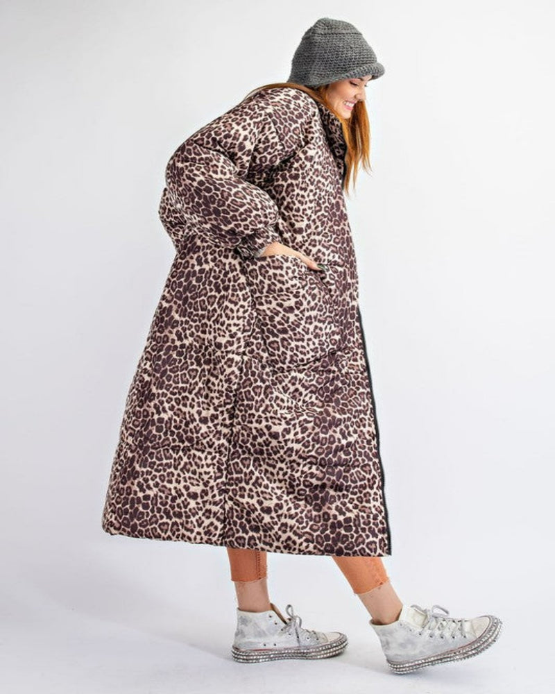 Oversize Maxi Padding Puffer Jacket-Cardigans-Easel-Small-Leopard-cmglovesyou