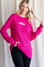 Overlapping Open Yoke Sweater-Tops-Judy Blue-S-Hot Pink-cmglovesyou