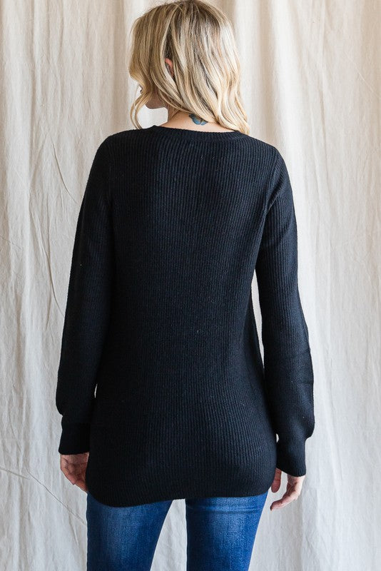 Overlapping Open Yoke Sweater-Tops-Judy Blue-S-Black-cmglovesyou