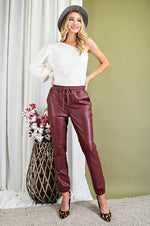 Faux Leather Jogger Pants-ee:some-Small-Wine-cmglovesyou