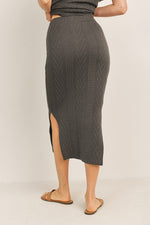 Cable Knit Midi Pencil Skirt-Skirt-Cherish-S-Charcoal-cmglovesyou