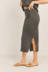 Cable Knit Midi Pencil Skirt-Skirt-Cherish-S-Charcoal-cmglovesyou