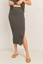 Cable Knit Midi Pencil Skirt-Skirt-Cherish-S-Charcoal-cmglovesyou