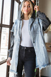 Distressed Denim Jacket Hoodie-Coats & Jackets-Oli & Hali-Small-Light Denim-cmglovesyou