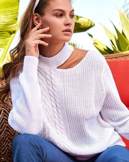 Unique Cut Out Sweater-Sweaters-Main Strip-Small-White-cmglovesyou