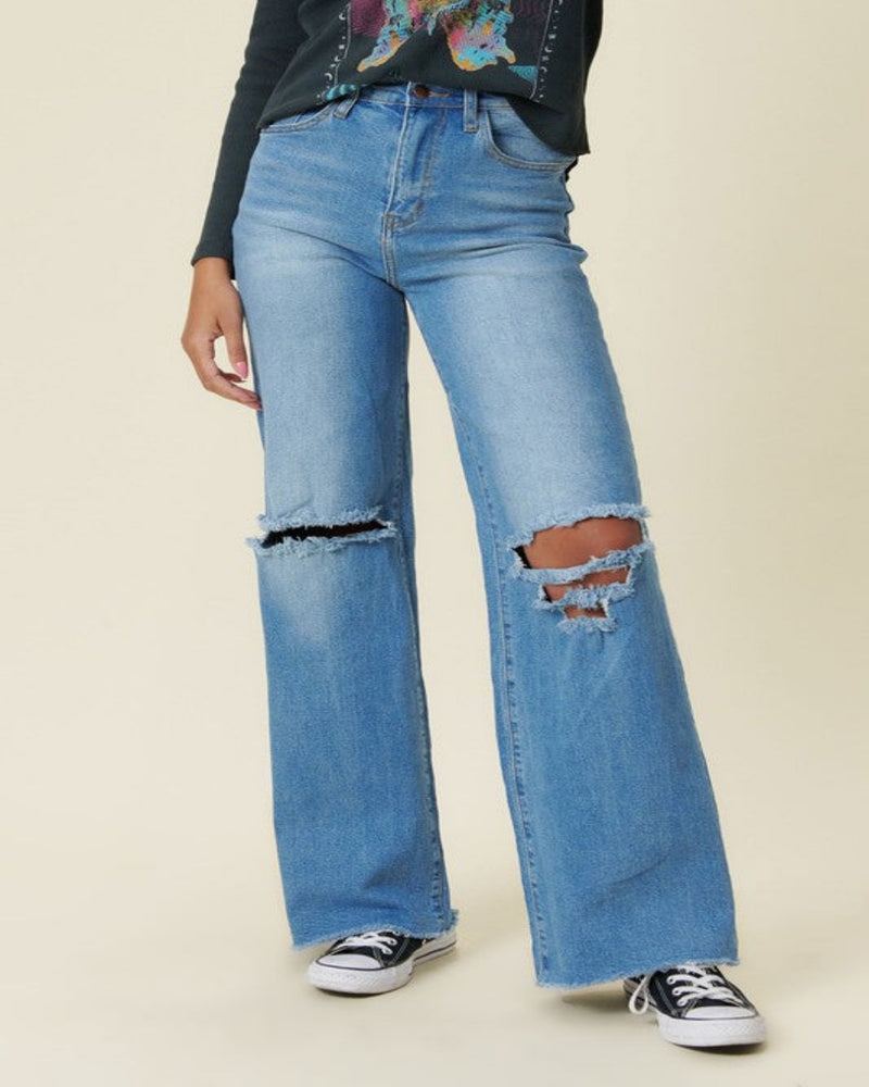 Distressed Wide Fit Jeans-bottoms-Vibrant-1-Medium Stone-cmglovesyou