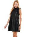 Faux Leather High Neck Dress-Dresses-Pretty Follies-Small-Black-cmglovesyou