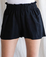 Solid Linen Paper Bag Shorts-bottoms-Jodifl-Small-Black-cmglovesyou