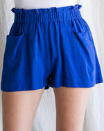 Solid Linen Paper Bag Shorts-bottoms-Jodifl-Small-Royal-cmglovesyou