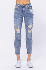 Acid Wash Destroyed Boyfriend Jeans-bottoms-Judy Blue-25-MD-cmglovesyou