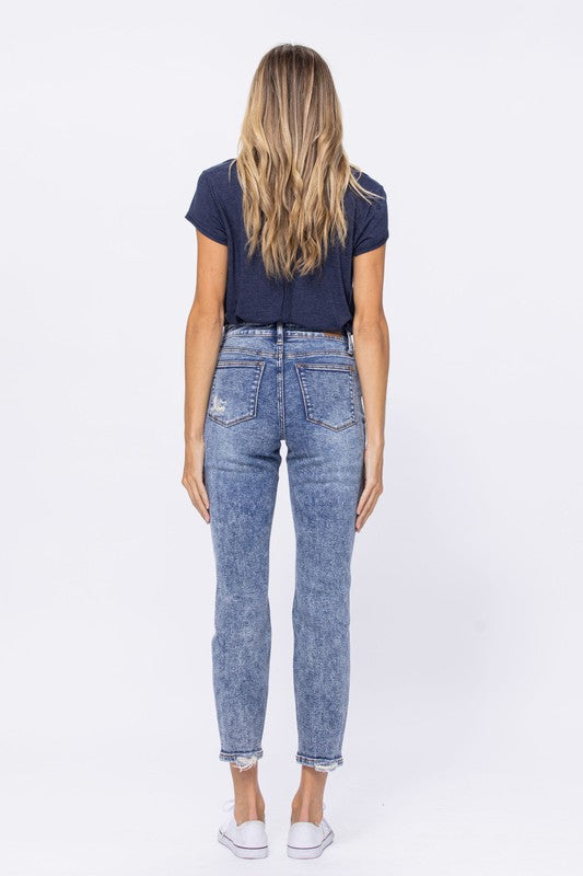 Acid Wash Destroyed Boyfriend Jeans-bottoms-Judy Blue-25-MD-cmglovesyou