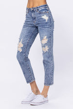 Acid Wash Destroyed Boyfriend Jeans-bottoms-Judy Blue-25-MD-cmglovesyou