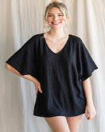 Solid Textured V-Neck Top-Tops-Jodifl-Small-Black-cmglovesyou