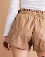 Crinkle Faux Leather Shorts-bottoms-Kori America-Small-Camel-cmglovesyou