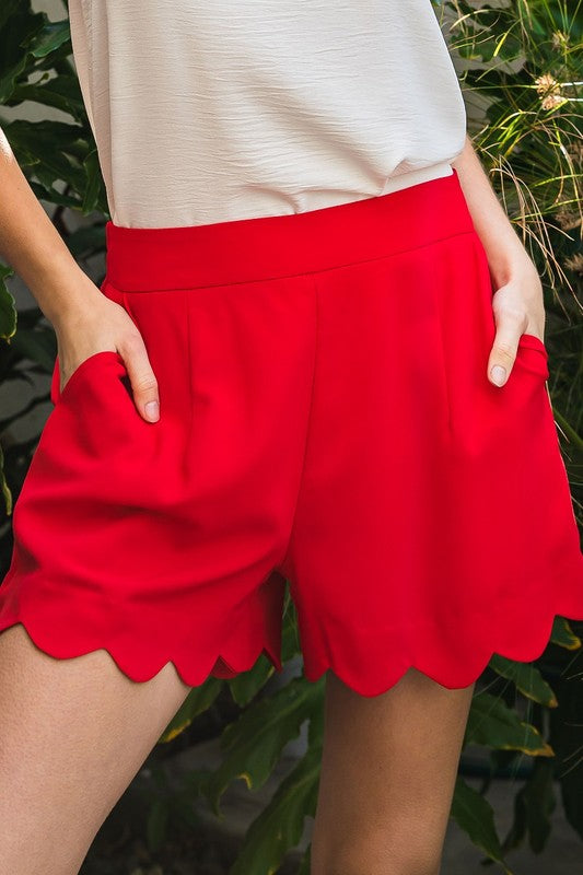 Solid Scalloped Shorts-bottoms-Jodifl-Small-Tomato Red-cmglovesyou