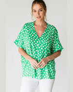 Print Boxy V-Neck Top-Shirts & Tops-Jodifl-Small-Kelly Green-cmglovesyou