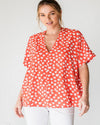 Print Boxy V-Neck Top-Shirts & Tops-Jodifl-Small-Coral-cmglovesyou