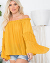 Off Shoulder Tiered Bell Sleeve-Tops-Sweet Lovely by Jen-Small-Black-cmglovesyou