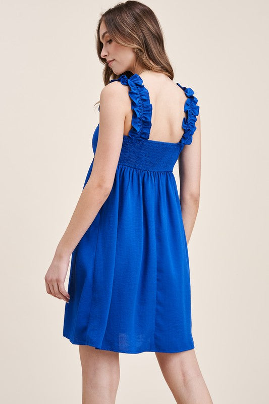 Solid Smocked Back Dress-Dresses-Staccato-Small-Royal-cmglovesyou