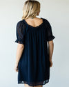 Swiss Dot Pattern Bubble Sleeve Dress-Dresses-Jodifl-Small-Navy-cmglovesyou