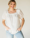 Ruffled Square Neck bubble Sleeves Top-Tops-Jodifl-Small-White-cmglovesyou