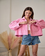 Corduroy Cropped Jacket-Jacket-Hailey & Co-Small-Pink-cmglovesyou