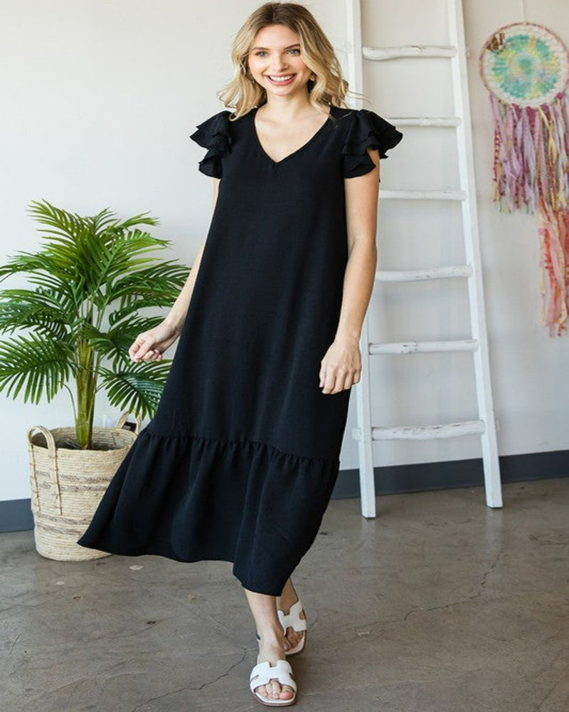 Solid Midi Dress-Dresses-Jodifl-Small-Black-cmglovesyou