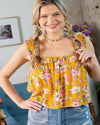 Floral Print Rayon Cami Top-Tops-Easel-Small-Sunflower-cmglovesyou