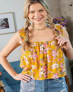Floral Print Rayon Cami Top-Tops-Easel-Small-Sunflower-cmglovesyou