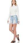 Distressed Denim Shorts-Shorts-Zenana-Small-Light Denim-cmglovesyou